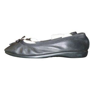 Aerosoles Catalina Black Leather Ballet Bow Accent Flats Driving Shoes size 8.5